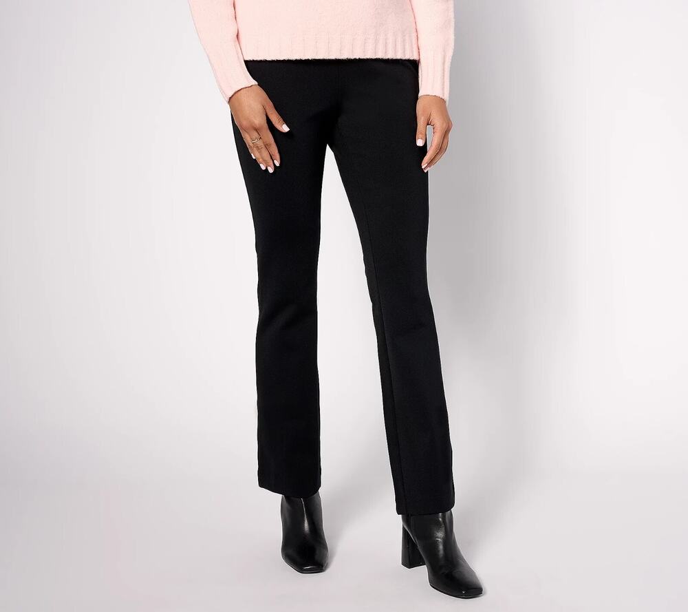 Isaac Mizrahi Live Crepe Ponte Bootcut Pants Pull On Black Small